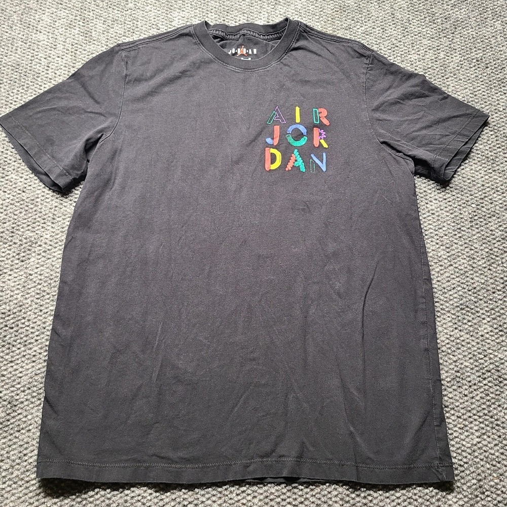 Air Jordan T-Shirt Mens XL Black Colorful The Cradle Graphic Short Sleeve Tee